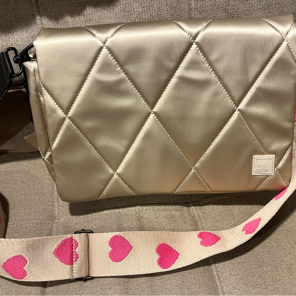 Stylish Gold Quilted Crossbody Bag
